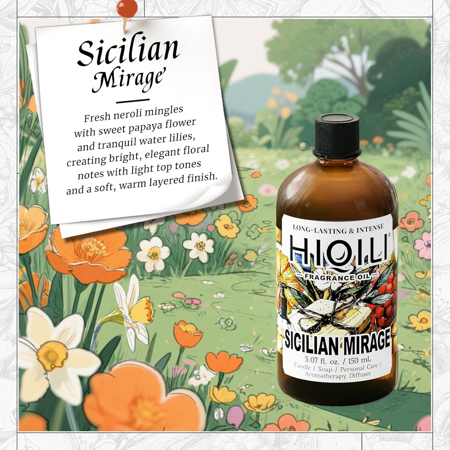 HIQILI Sicilian Mirage Fragrance Oil - Inspired by D.G-bana D-olce, Premium Oil for Candle & Hair Perfume Making, Personal Care Scenting, Luxury Scents - 5.07Fl Oz