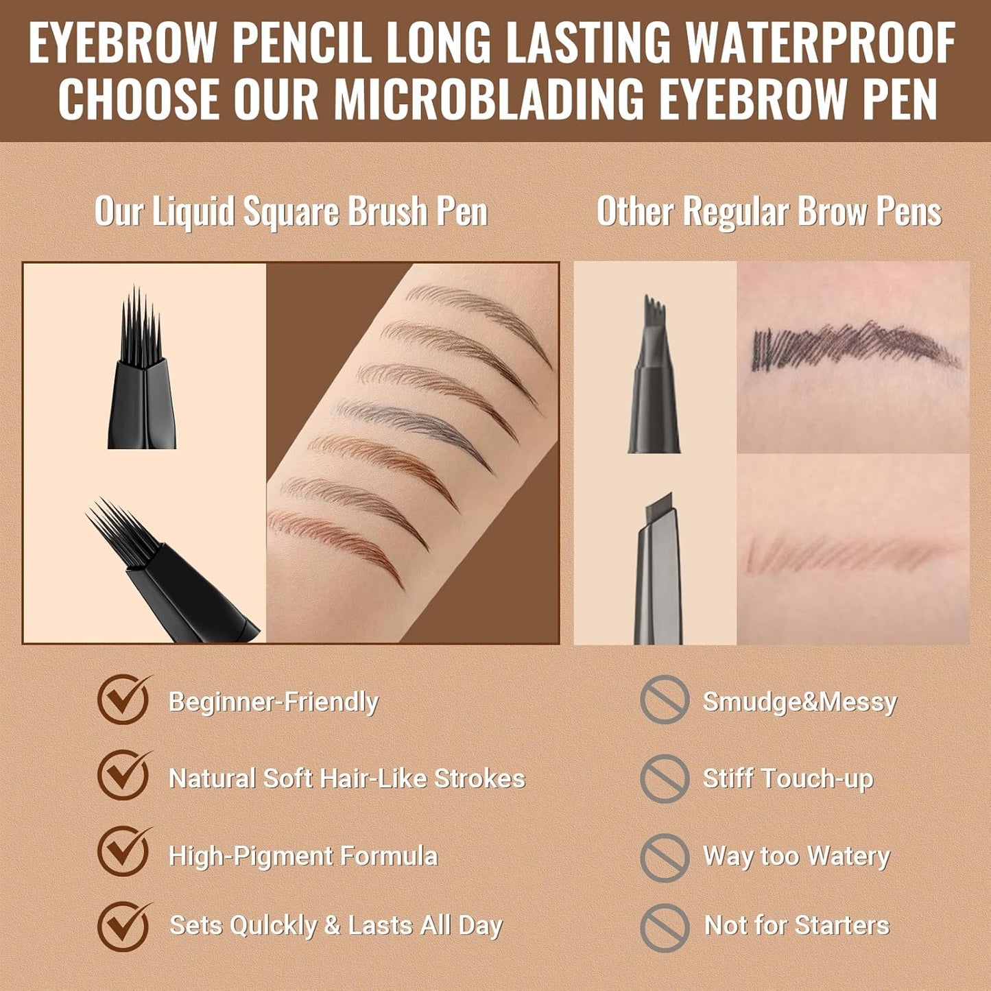 iMethod Eyebrow Pen - Eyebrow Pencil,2-in-1 Eyeliner Dual-Ended Microblading Eyebrow Pencil Long Lasting Waterproof Hair-Like Brow Pencil,with Eyebrow Brush,Eyebrow Pencils for Women,Blonde