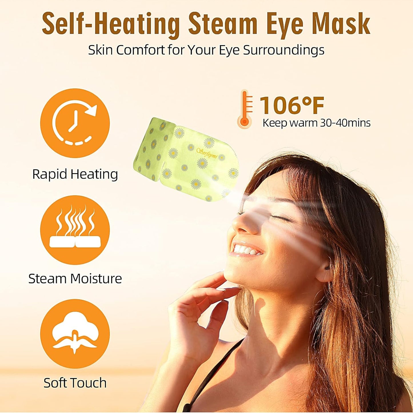 Serfeymi 16 Packs Steam Eye Mask for Sleeping, Self Heating Warm Eye Mask Skincare Disposable Eye SPA Heated Eye Mask for Dry Eyes Dark Circles Tired Eyes, Gifts for Mother's Day(Chamomile)