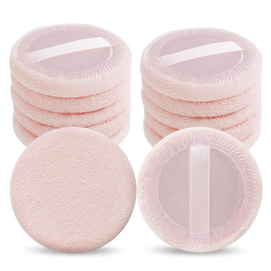 12PCS Makeup Powder Puffs Pink Cotton Powder Puffs Round Powder Puff for Makeup Face Powder Velour Puffs for Loose Powder Washable(pink