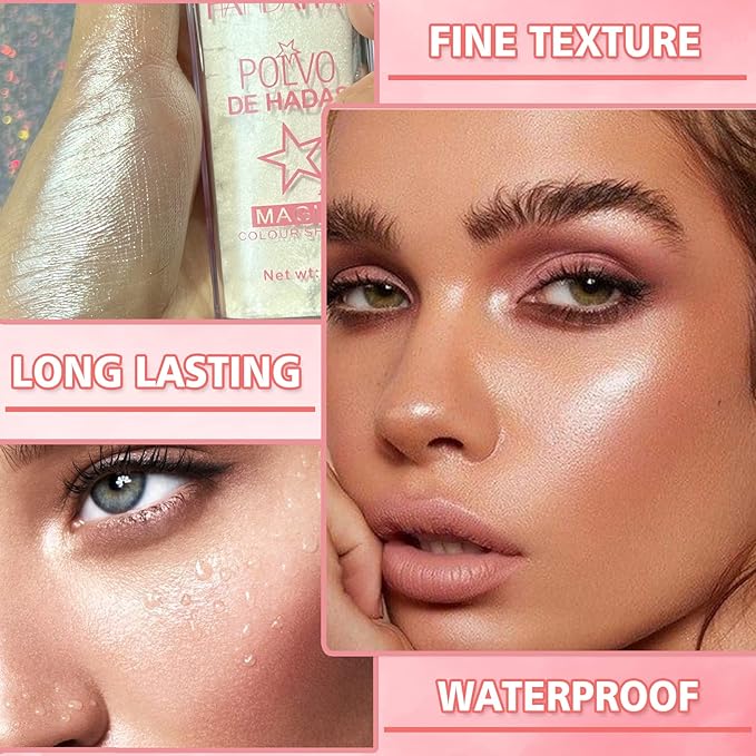 3PCS Polvo De Hadas Highlighter Glitter Stick Body Glitter Shimmer Face Brightening Highlighter Contour Powder Makeup Stick Face Blusher Fairy Glitter Highlighter Makeup - Blue,Yellow,Purple