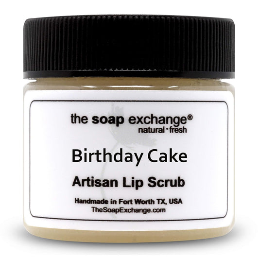 Lip Scrub - Birthday Cake Flavor - Hand Crafted 1.5 oz / 42.5 g Natural Lip Care, Artisan Lip Treatment, Exfoliate, Hydrate, & Protect. Made in the USA.