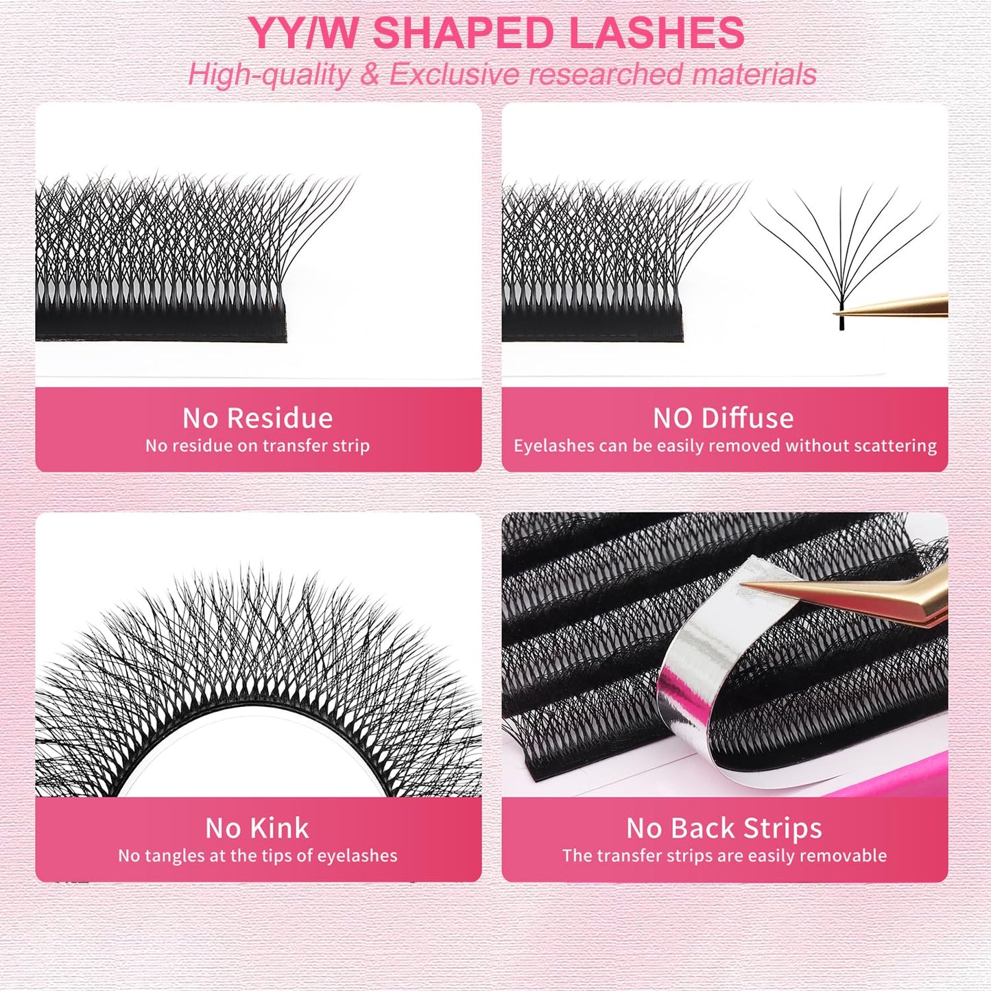 W Lash Extensions Supplies 8D Eyelash Extensions W Shape 0.07mm Thickness C Curl 10mm Premade Fans Easy Fan Lashes Volume Matte Black 12 Rows Crisscross Eye Lashes(W-8D-0.07-C,10mm)