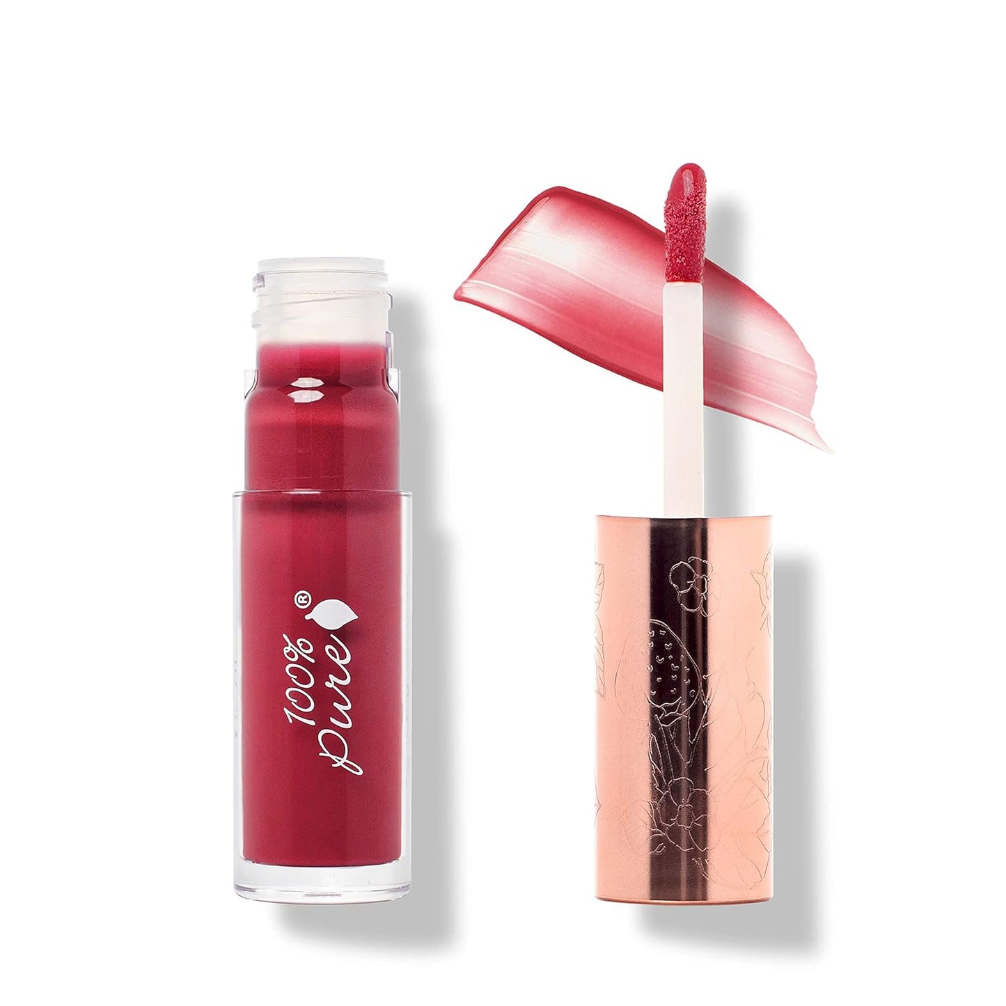 100% PURE Lip Gloss (Fruit Pigmented), Pomegranate Wine, High Shine, Moisturizing, Natural Lip Gloss, Sheer Finish, Tinted Lip Gloss w/Cocoa Butter, Vitamin E (Medium Berry Red Color) - 0.14 Fl Oz