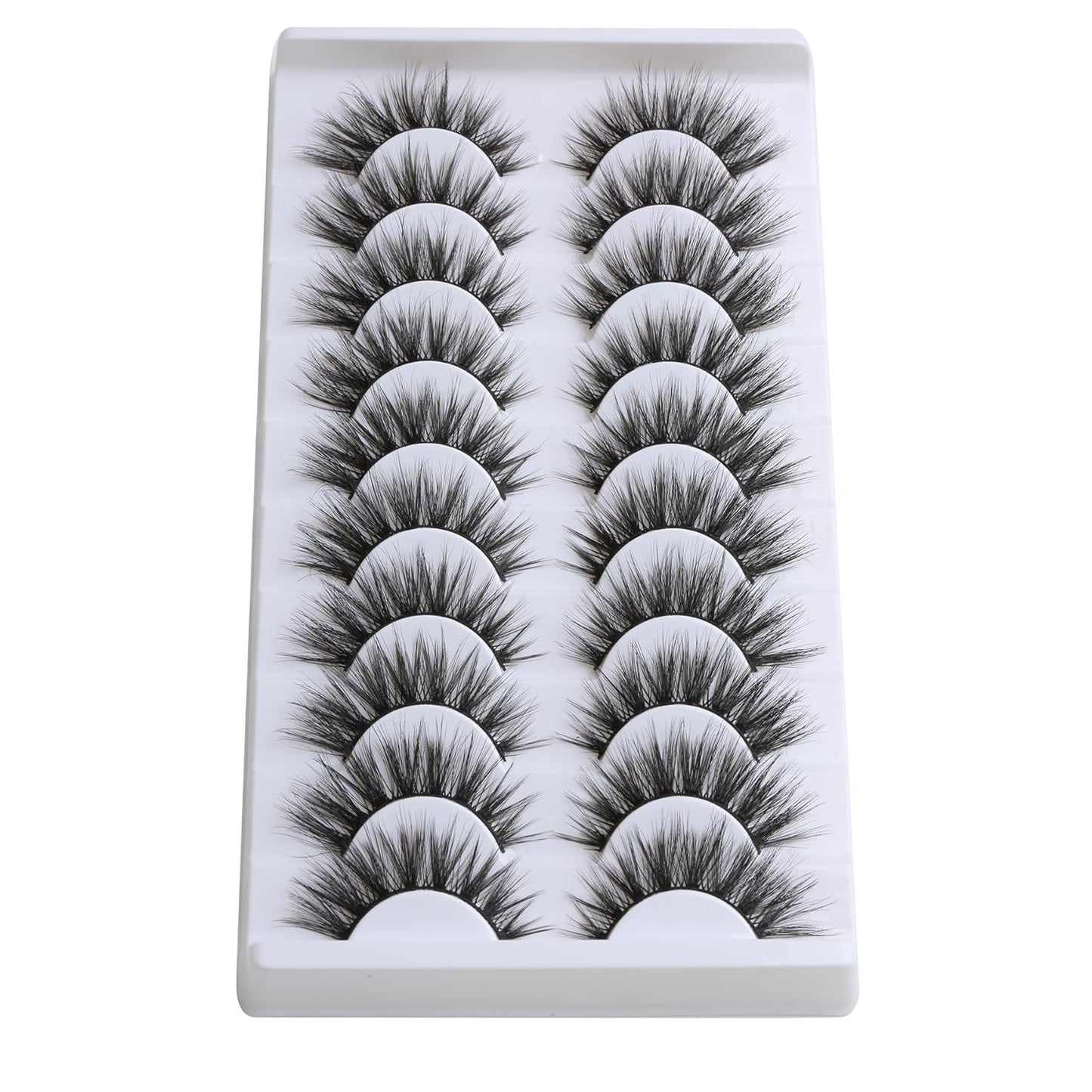 SUNWELL False Eyelashes 16mm Mink Lashes Cat Eye Lashes Strips 8D Fluffy Faux Mink Lashes Soft Wispy Luxury Volume Fake Lashes 10 Pairs Pack