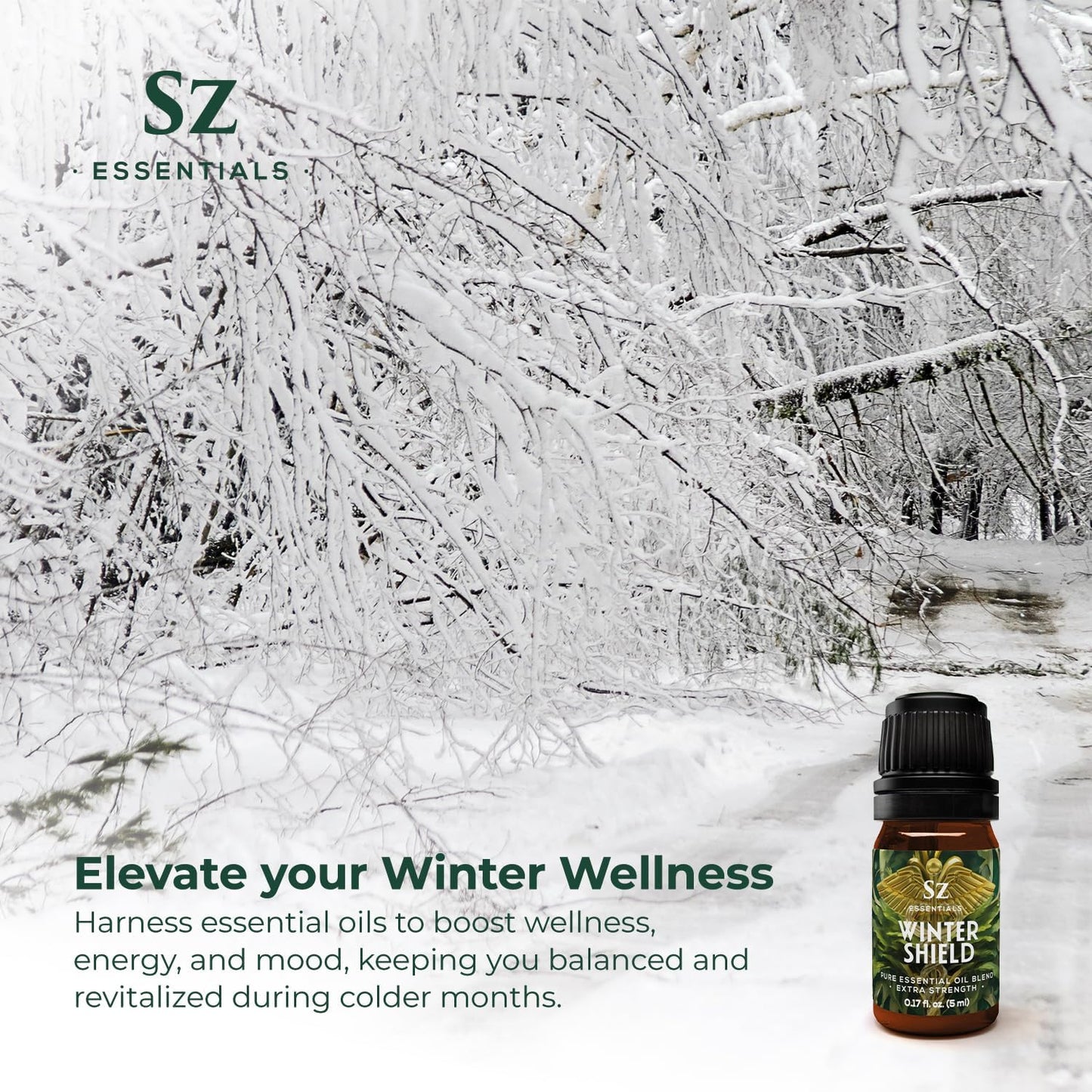 Winter Shield Essential Oil Blend for Diffuser and Humidifier - Extra Strength Protective Seasonal Defense - 100% Pure, Natural & Undiluted - Therapeutic Grade & Vegan - 0.17 oz (5ml)