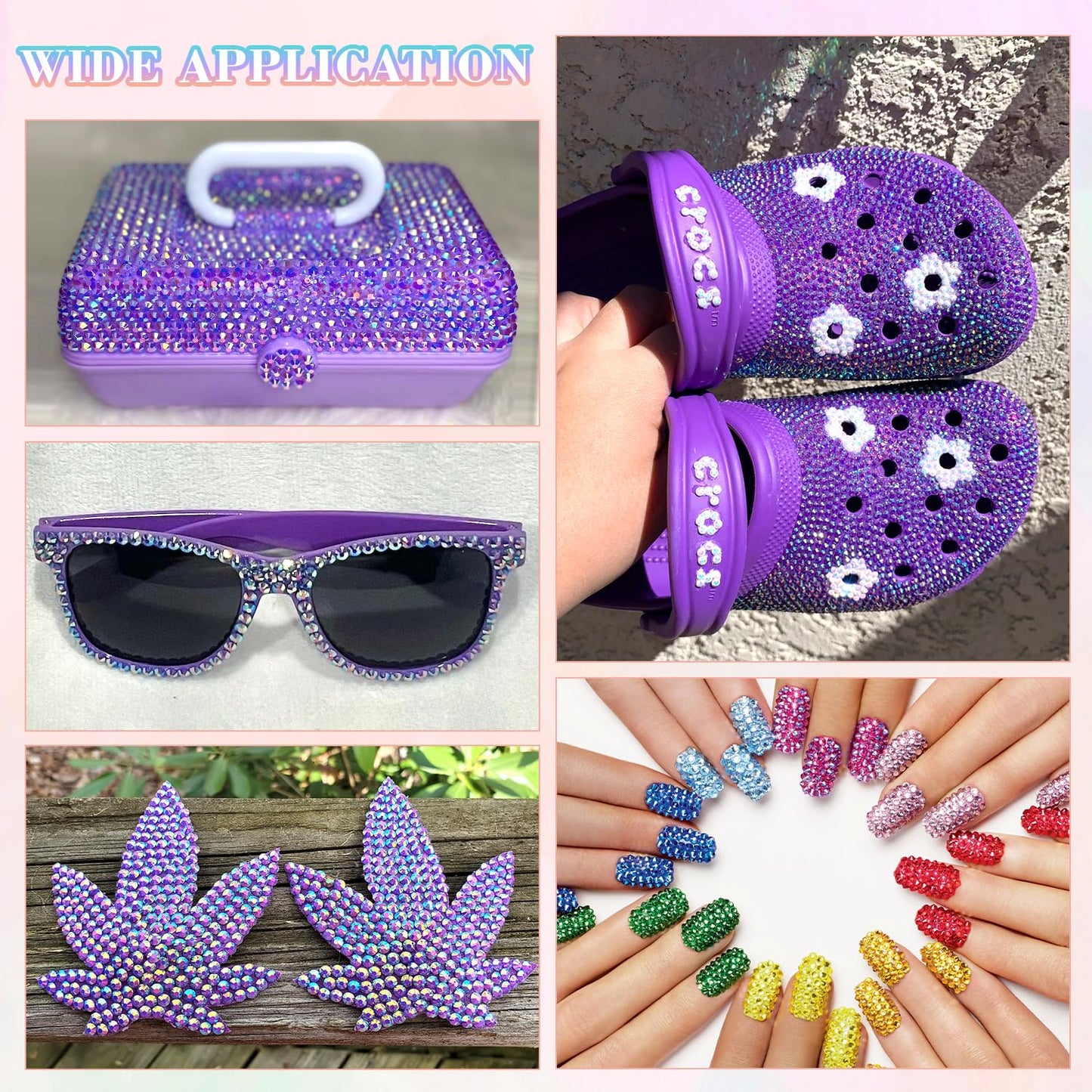 25000Pcs Resin Rhinestones with B7000 Jewelry Glue for Crafting, Dark Purple AB 2-6mm Non Hotfix Flatback Gems, Bedazzling Crystal for DIY Crafts Clothing Tumblers Mugs Shoes Fabric Decor Nail Art