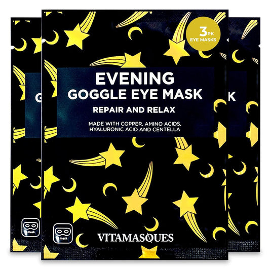 Vitamasques Under Eye Mask, 3-Pack Ultra-Revitalizing Goggle Mask, Hydrates & Smooths Fine Lines & Tired Looking Under Eyes - Hyaluronic Acid & Centella