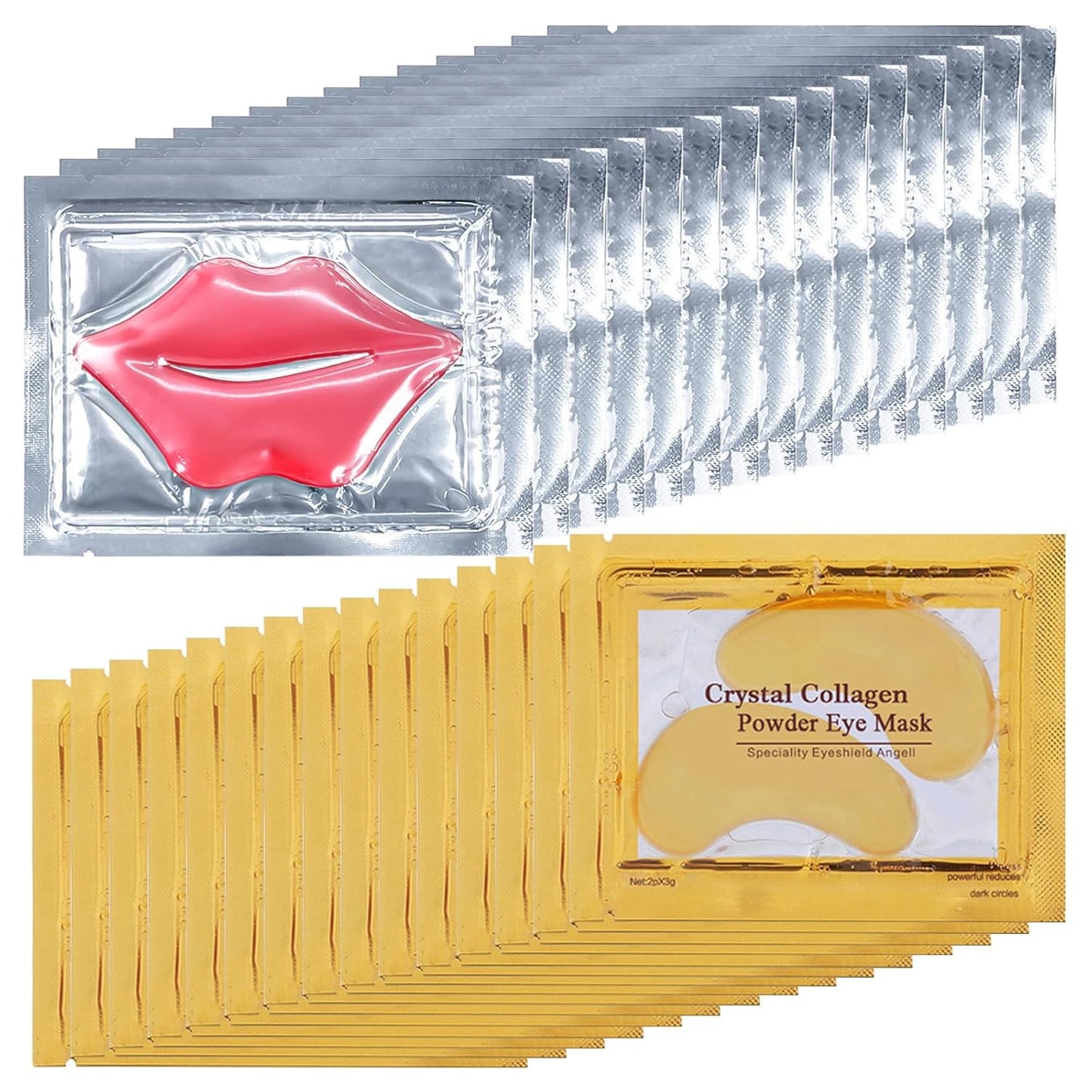 30PCS Lip Mask & Under Eye Mask,24K Gold Gel Eye Patches for Puffy Eyes&Pink Lip Masks Moisturizing the Lip & Eye Skincare,Reducing Fine Lines Dark Circleeye,Anti-Aging(Women/Men)