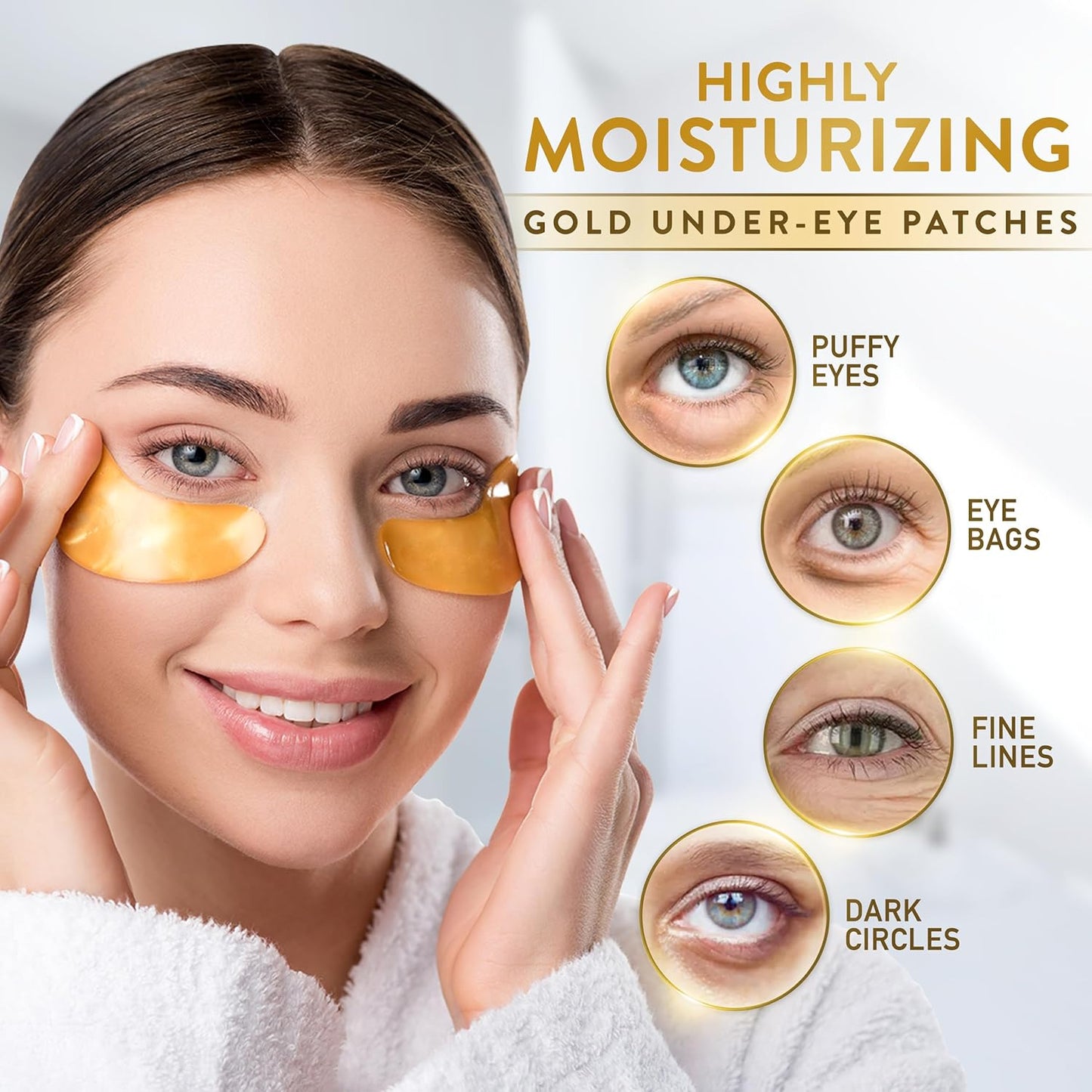 PatchRx 24K Gold Under Eye Patches for Puffy Eyes and Dark Circles with Pure Collagen, Eye Gel Pad Masks for Reducing Eye Bags, Puffy Dark Circles, Wrinkles, and Fine Lines- 72 Pairs