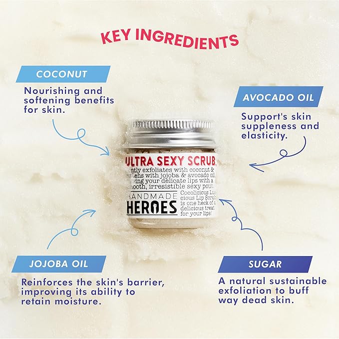 100% Natural Lip Scrub for Soft, Smooth Lips, Vegan Lip Scrub Gentle Exfoliator for Chapped and Dry Lips. 2 pc Coconut Lip Exfoliator Set lip exfoliator.