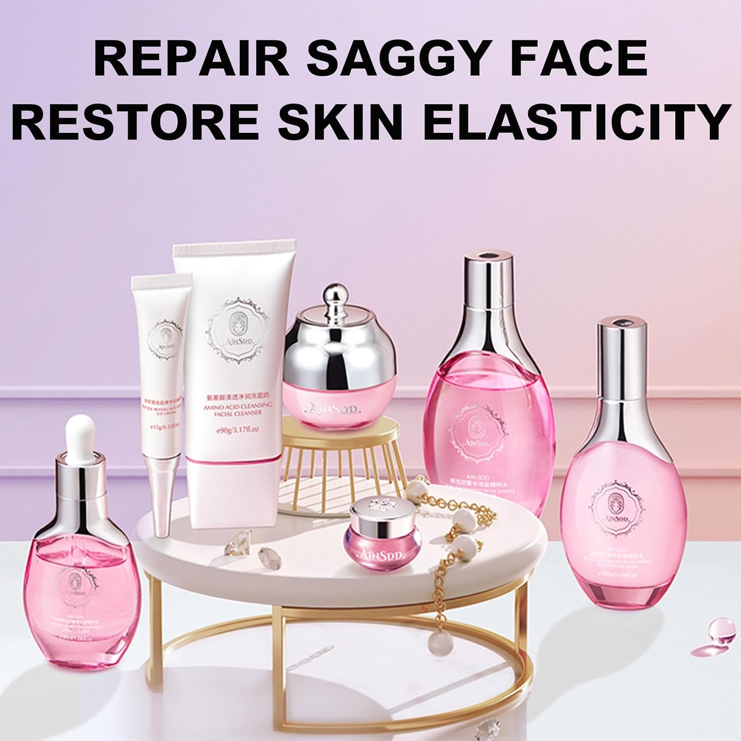 Hyaluronic Acid Anti Aging Skin Care Set Daily Skincare Kit For Women Gift Set 7 Pieces Women Beauty Set