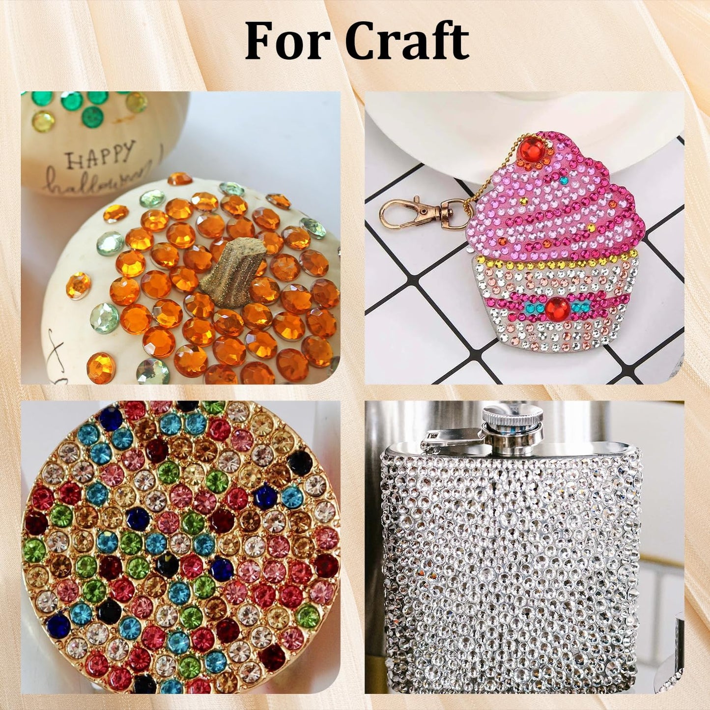 Colorful Face Gems for Makeup Set, Flatback Gorgeous Charming AB Glass Gem with Makeup Glue+Picker Pencil+Tweezer+Dual-End Dotting Tool for Eye Body Hair Make-up and Nail Art Deco