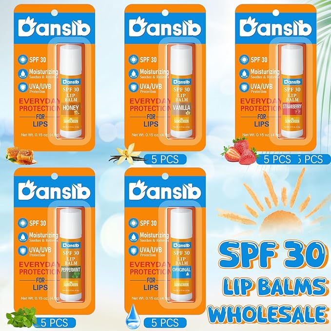 10 Pcs Sunscreen Lip Balms Bulk SPF 30 Lip Balms Stick with Sunscreen Employee Staff Appreciation Gifts Bulk Team Coworkers Christmas Party Gifts for Outdoor Travel Beach