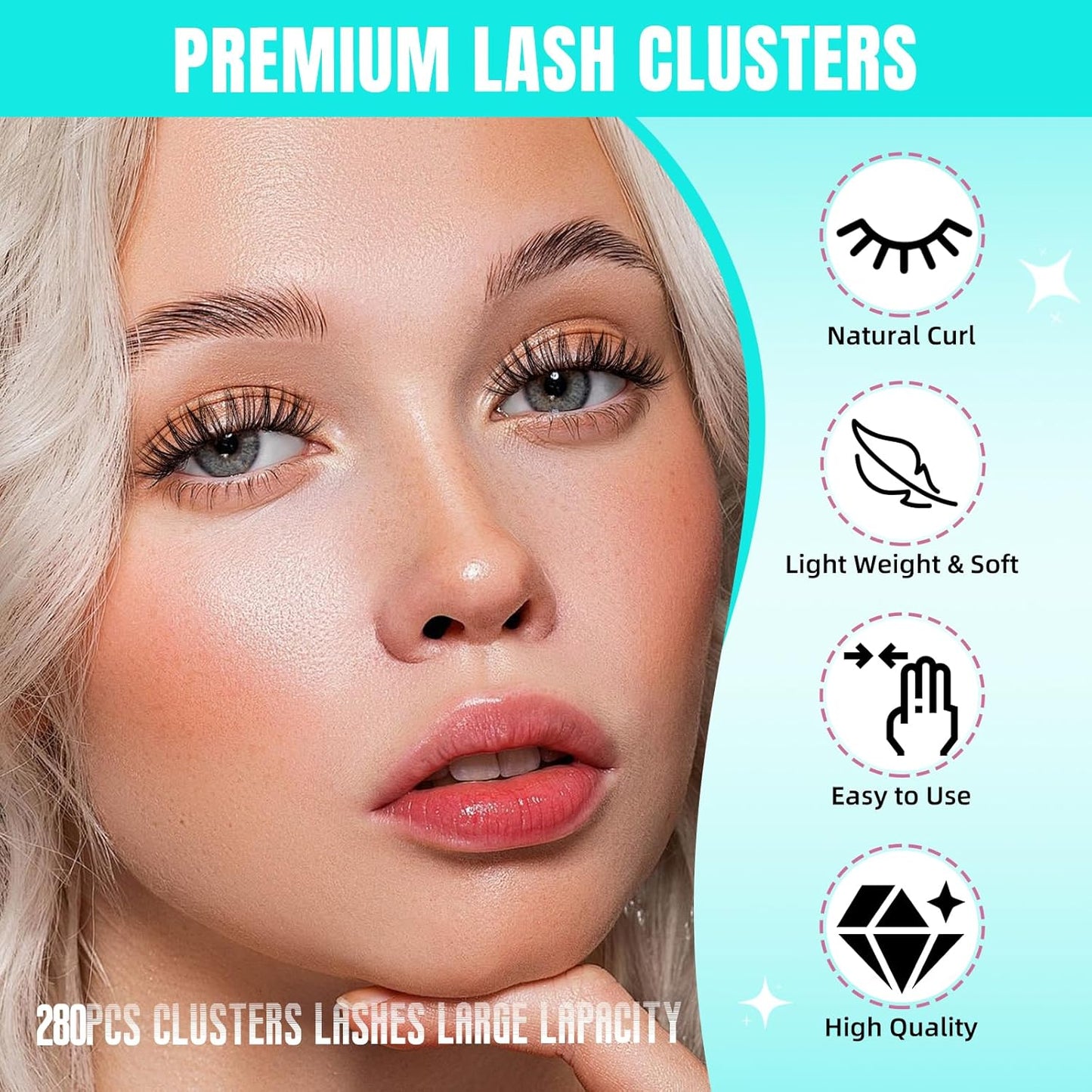 Lash Clusters Wispy 280PCS Eyelash Extension 30D 40D Cluster Lashes Individual Lashes DIY Lash Extension Natural Look Cluster Eyelash Extensions Soft False Eyelashes at Home for Beginners(10mm)