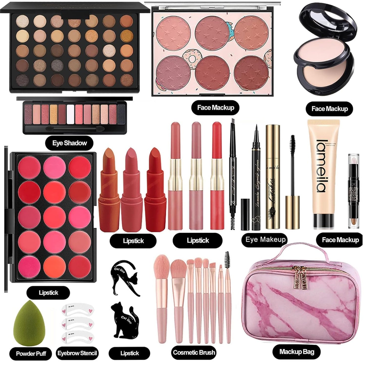 M All In One Makeup Kit, Makeup Kit for Women Full Kit,Multipurpose Women's Cosmetics Set,Beginners and Professionals Alike,Easy to Carry(DLS-Pink)