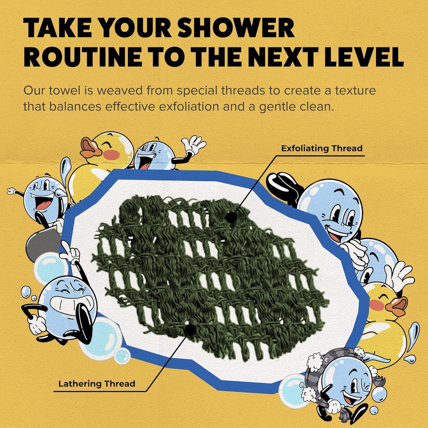 GOSHI Exfoliating Shower Towel - Rip-Resistant Exfoliating Washcloth for All Skin Types - Moss Green - Made in Japan