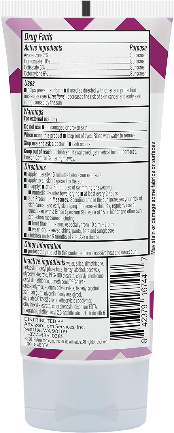 Amazon Brand - Solimo Sheer Face Sunscreen, Formulated without Octinoxate & Oxybenzone, Unscented, 3 fl oz (Pack of 1)