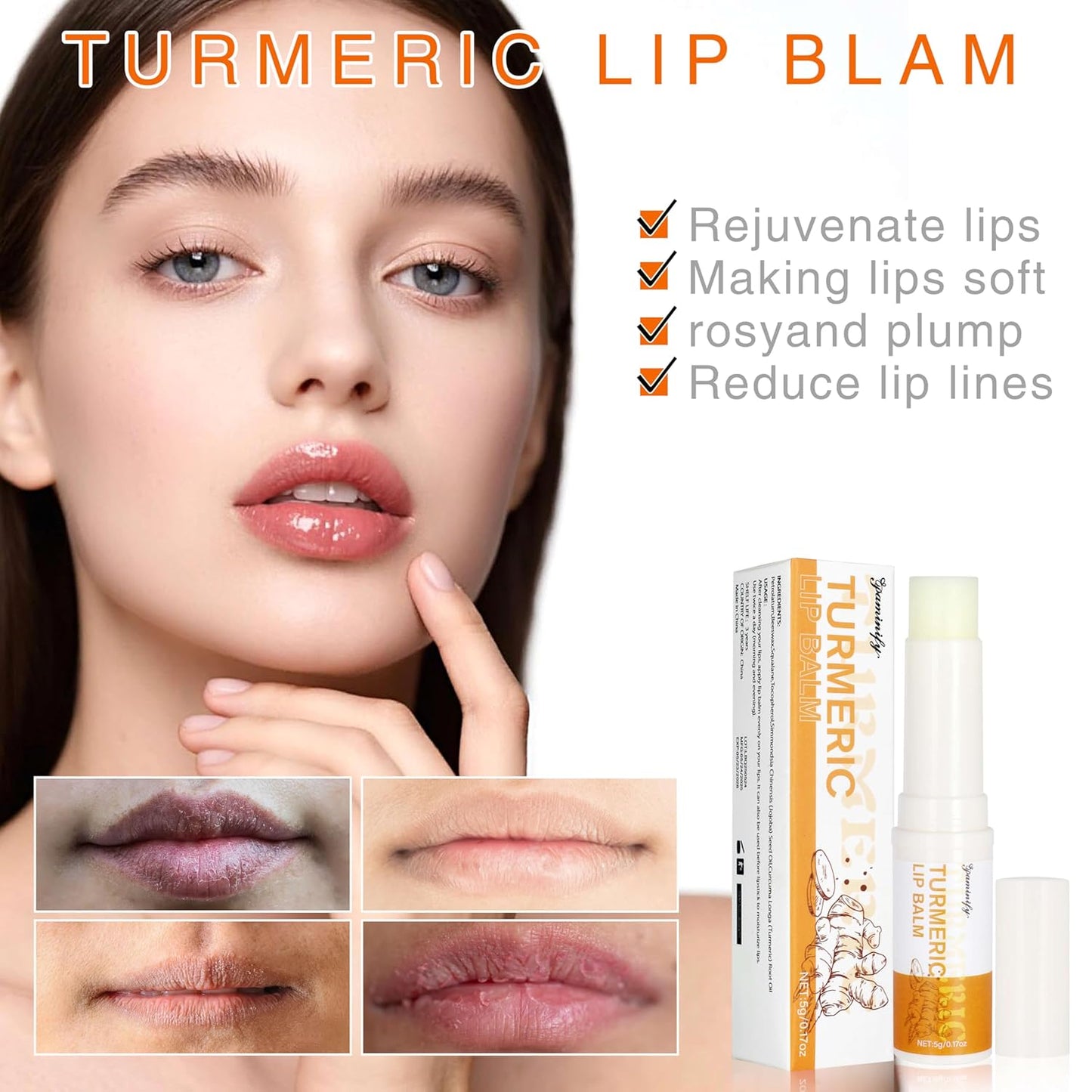 Turmeric Lip Balm for Smokers With Root Oil - Brightening for Dark Lips, Long-Lasting Moisturizer for Dry, Cracked, and Dull Lips - All Natural Hydrating Skin Care, 2 PCS