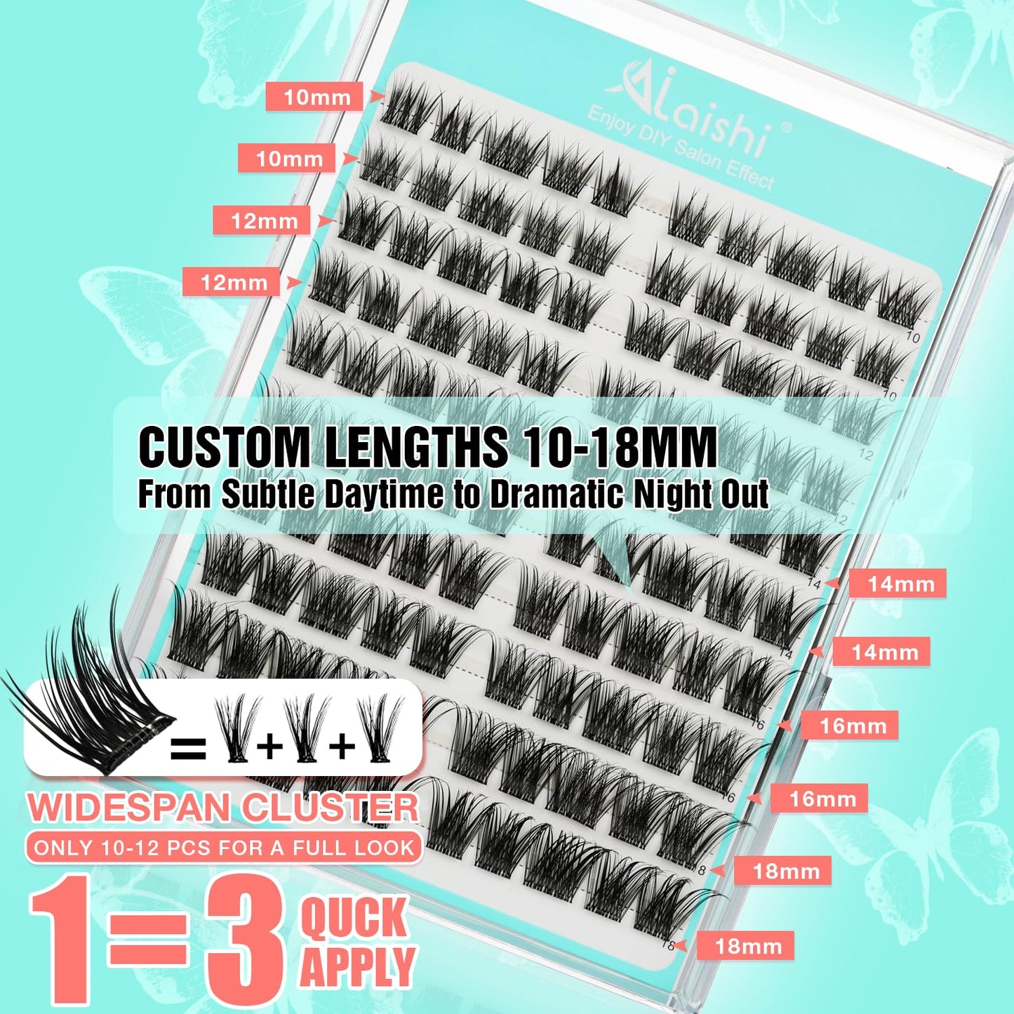 No Glue Needed Lashes, Self Adhesive Eyelashes, DIY Lash Cluster Eyelash Extensions Kit 10‑18mm,100pcs Fluffy D Curl Soft Natural Lashes with Tweezers–Fake Cat Eye Wispy Individual Clusters(NGDY31)