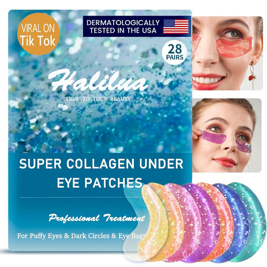Miniling 28 Pairs Collagen Eye Masks, Reduce Wrinkles Under Eye Patches for Puffy Eyes, Dark Circles, Eye Bags, Natural Collagen Eye Gels Pads Face Moisturizer for Men Women