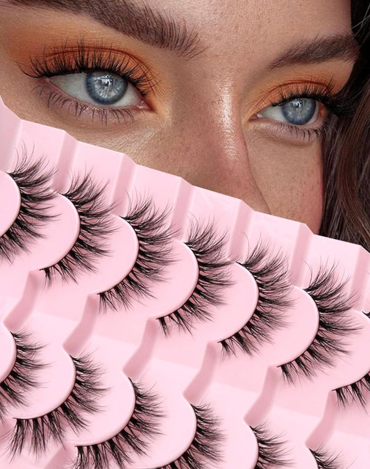 Lashes Natural Wispy Strip Eyelashes Natural Look Flared False Eye Lashes Soft Lash Fluffy Cat Eyelash 7 Pairs Everyday D05