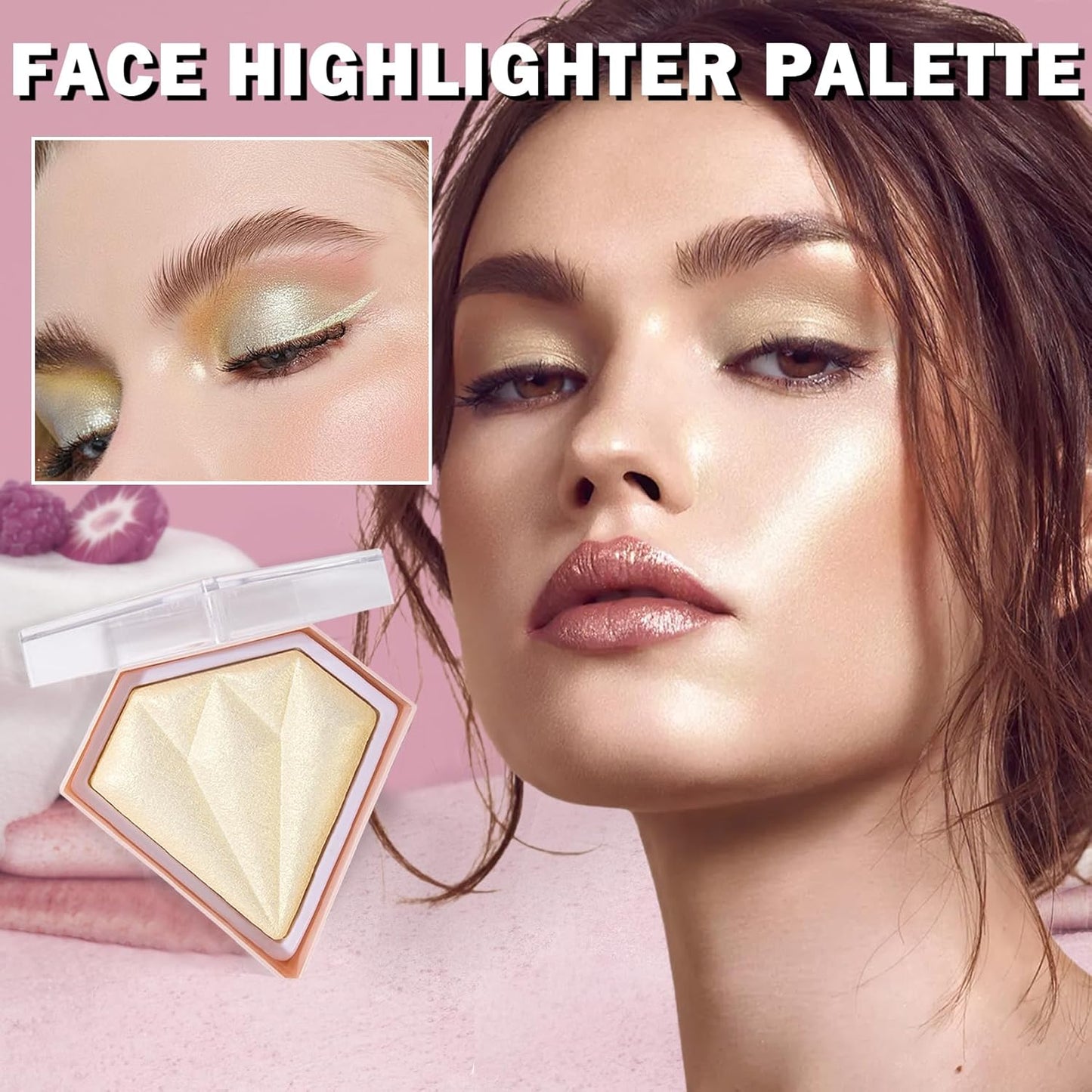 White Highlighter Makeup Palette Face Highlighter Powder Iluminadores De Maquillaje Narutal Shimmer Glitter Highlighter Contour Powder Makeup Palette-02 Quicksand Gold