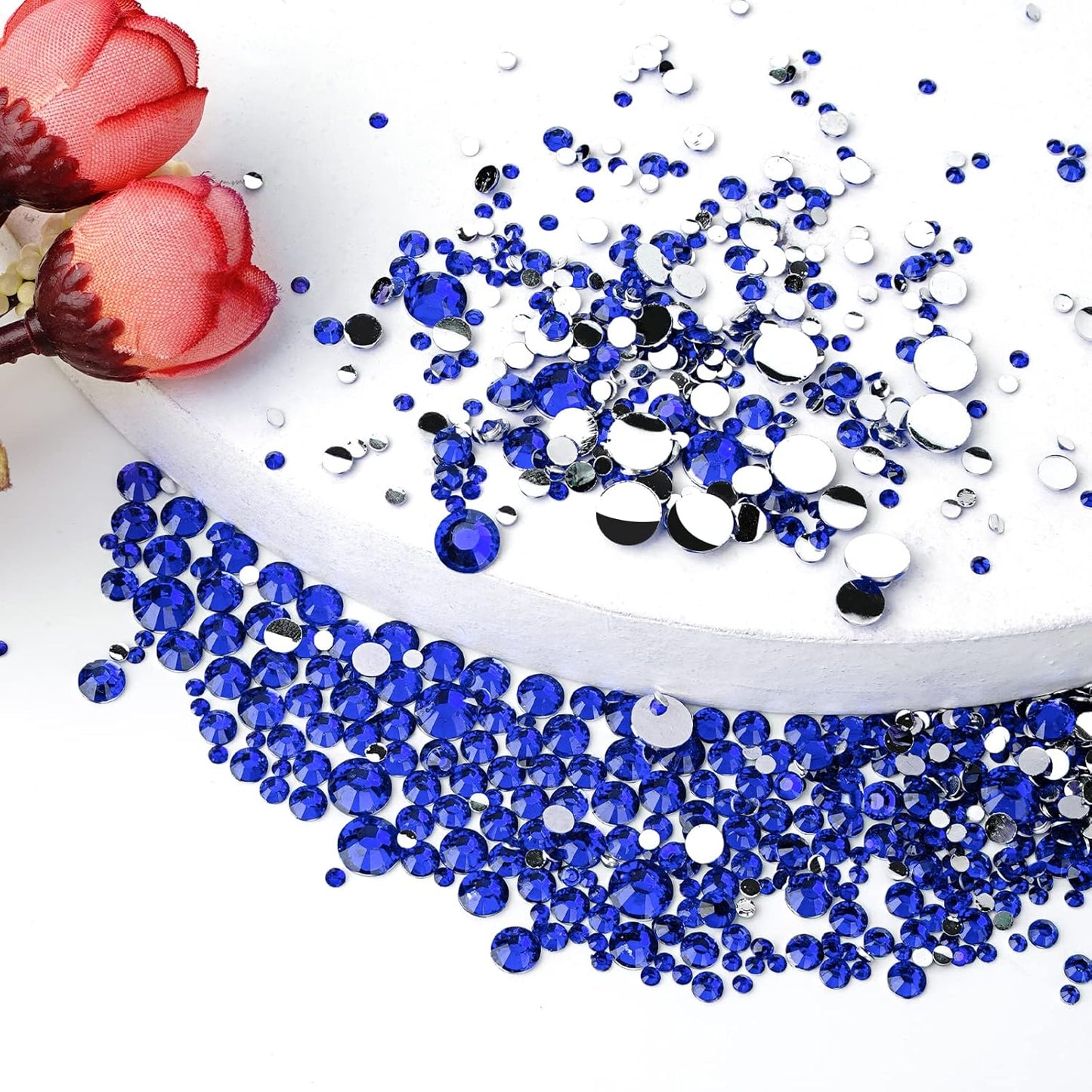 Canvalite 2784PCS Blue Rhinestones Flatback Gems, Nail Rhinestones Nail Art Gems with Glues, Pick Up Tweezers and Rhinestone Picker Dotting Pen, Nail Art Tools for Nails, Clothes, Face, Crafts