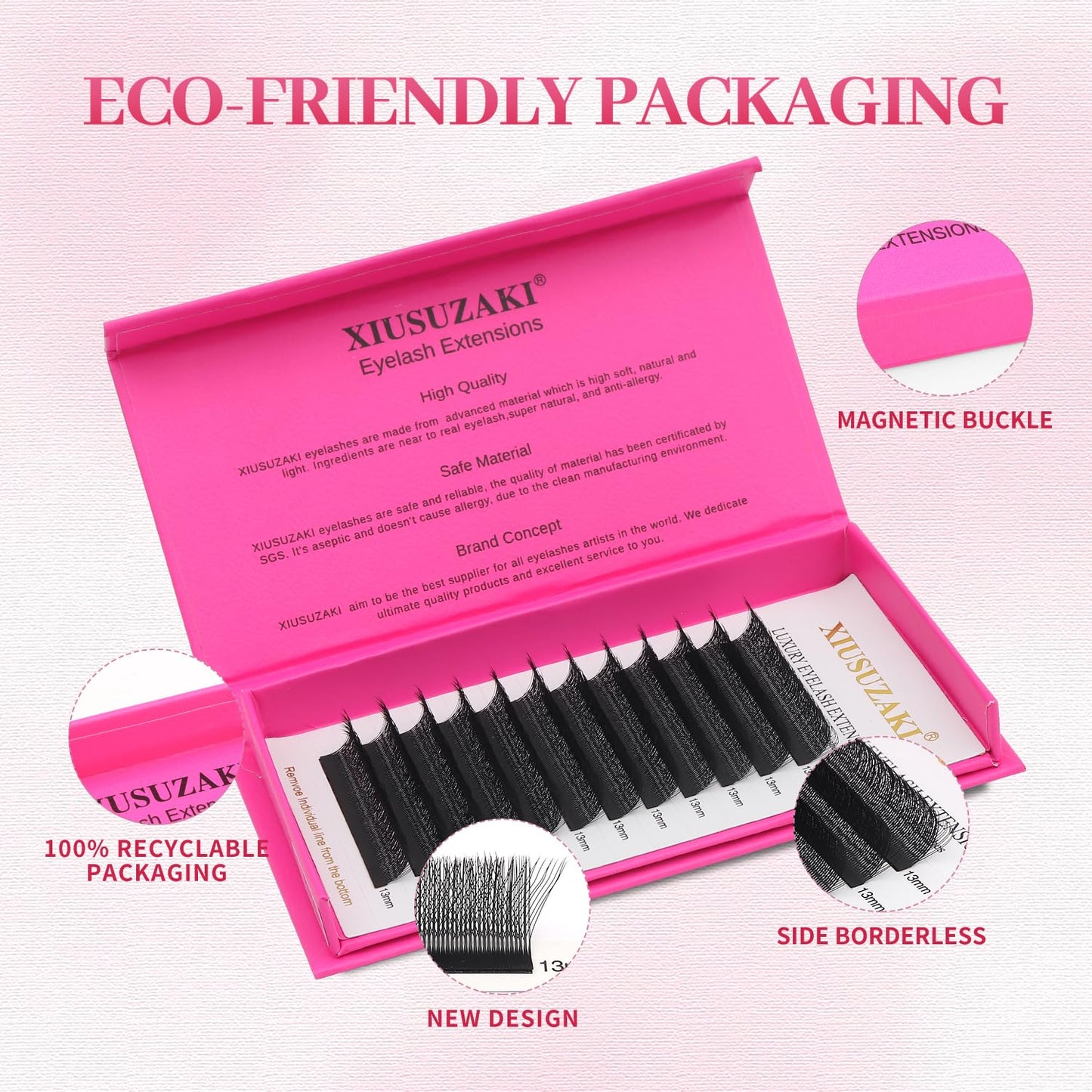 Lash Extensions Three Core Tips 3D Eyelash Extensions W Shape 0.07mm Thickness D Curl 13mm Premade Fans Easy Fan Volume Lashes Matte Black Crisscross(W-3D-Three Core-0.07-D,13mm)