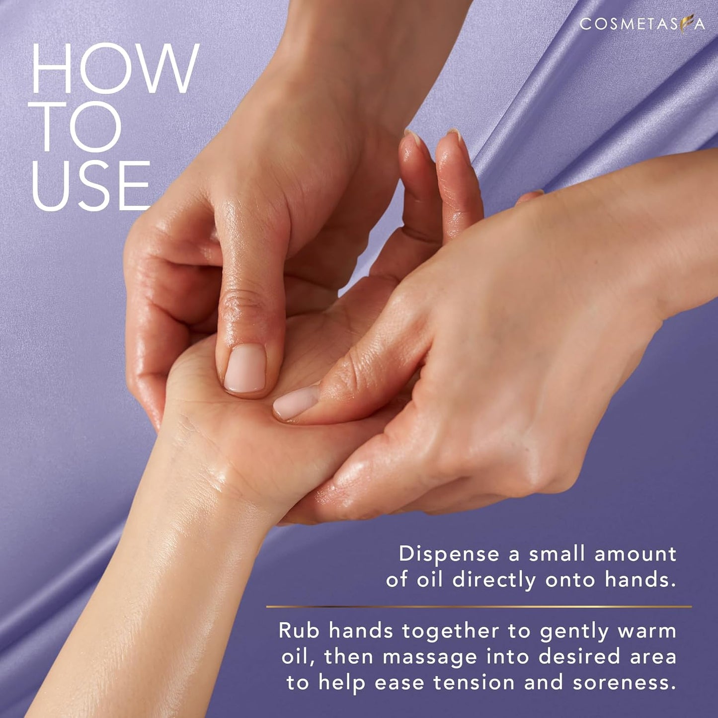 Cosmetasa Lavender Massage Oil for Massage Therapy - All Natural, Cruelty-Free & Spa Quality Skin Therapy Oil, Calming & Soothing Care - Lavender, Geranium & Grapeseed Oil (8.8 oz)