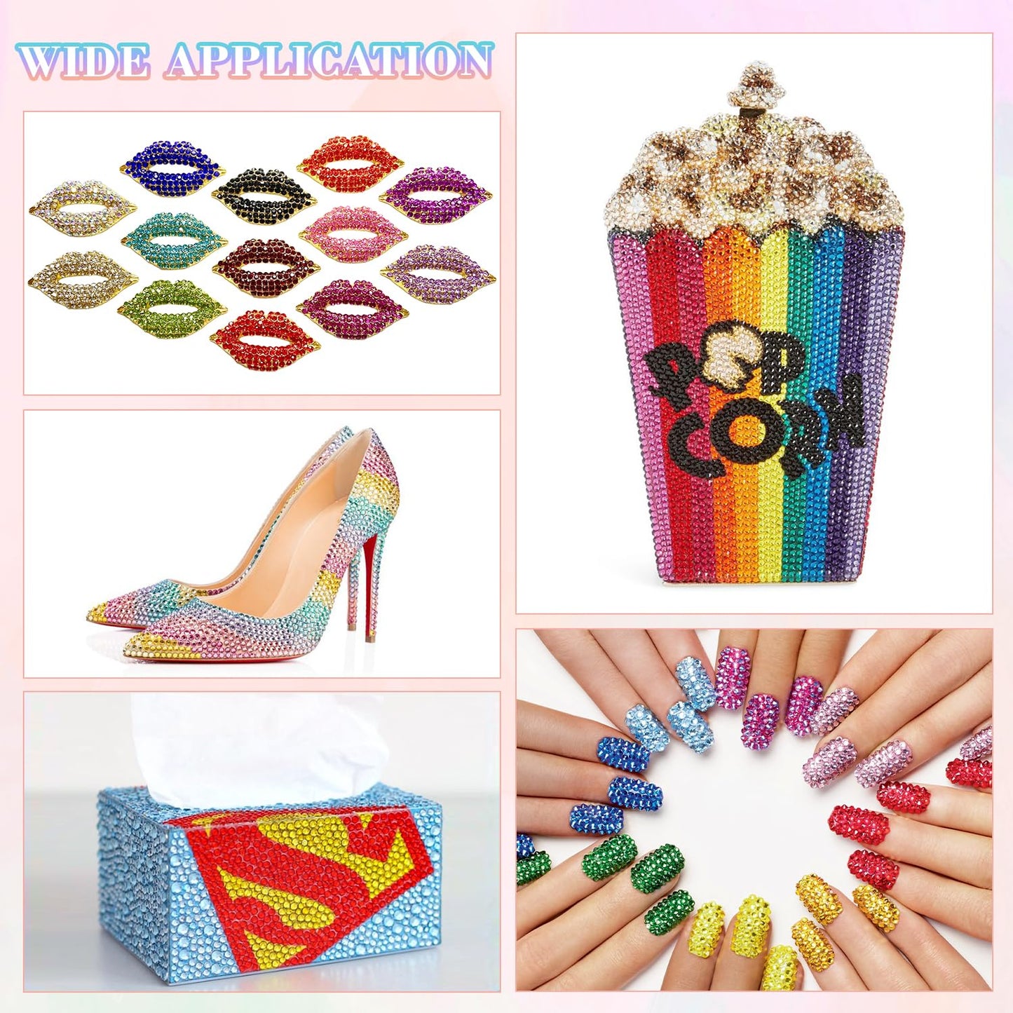 12600Pcs Resin Rhinestones for Bedazzling with 3Pcs B7000 Jewelry Glue, Multicolor 4mm Flatback Gems Rhinestones for Crafting, Clothing Tumblers Mugs Shoes Fabric Decor Nail Art