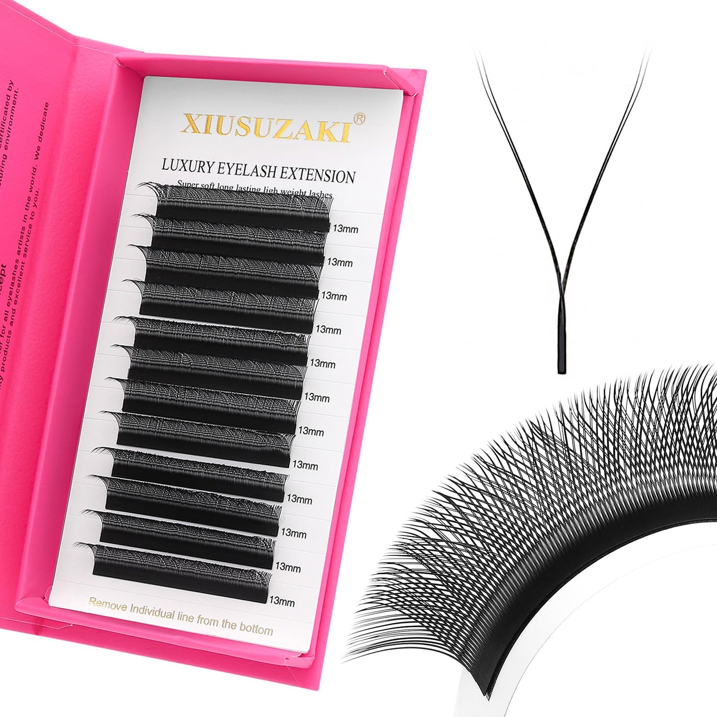 YY Lash Extensions Supplies Y Eyelash Extensions 0.05mm Thickness C Curl 9mm Premade Fans 4D Russian Volume Matte Black 12 Rows Crisscross Eye Lashes(YY-0.05-C,9mm)