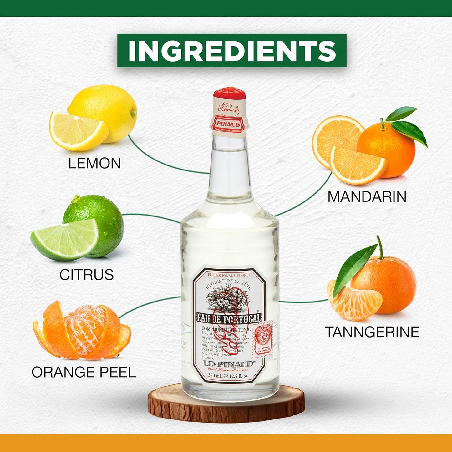 Clubman Pinaud Eau de Portugal Compound Hair Tonic, Formulated for Light Hair, Removes Loose Dandruff, 12.5 fl oz, 1-pack