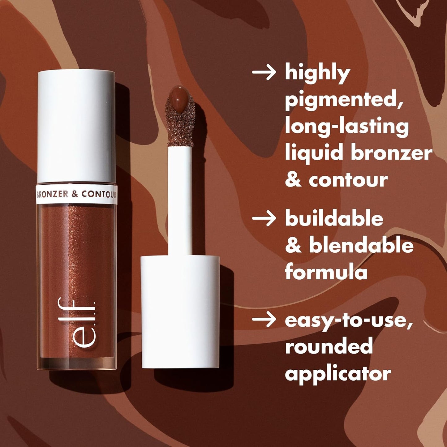 e.l.f. Camo Liquid Bronzer & Contour, Silky Highly Pigmented Formula, Creates a Long-Lasting Bronzed Glow & Natural Look, Vegan & Cruelty-Free, 5.5 Medium/Tan