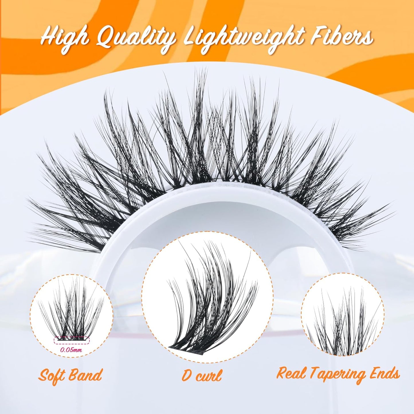 Fluffy Lash Clusters - 360Pcs Natural 0.05D Eyelash Clusters, Left & Right Eyelashes, Urtra Lightweight Cat Eye Clusters for Starter DIY at Home(Eyelashes Only）