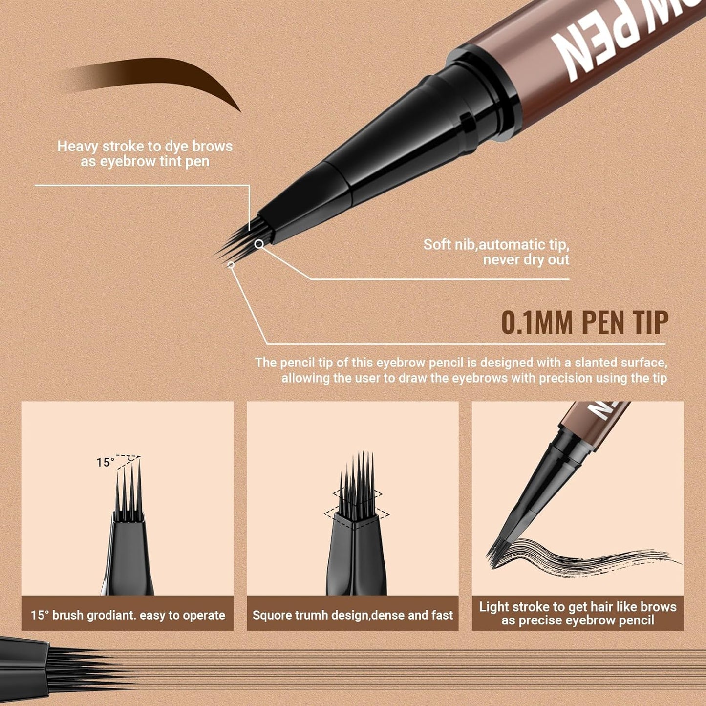 iMethod Eyebrow Pen - Eyebrow Pencil,2-in-1 Eyeliner Dual-Ended Microblading Eyebrow Pencil Long Lasting Waterproof Hair-Like Brow Pencil,with Eyebrow Brush,Eyebrow Pencils for Women,BlackBrown