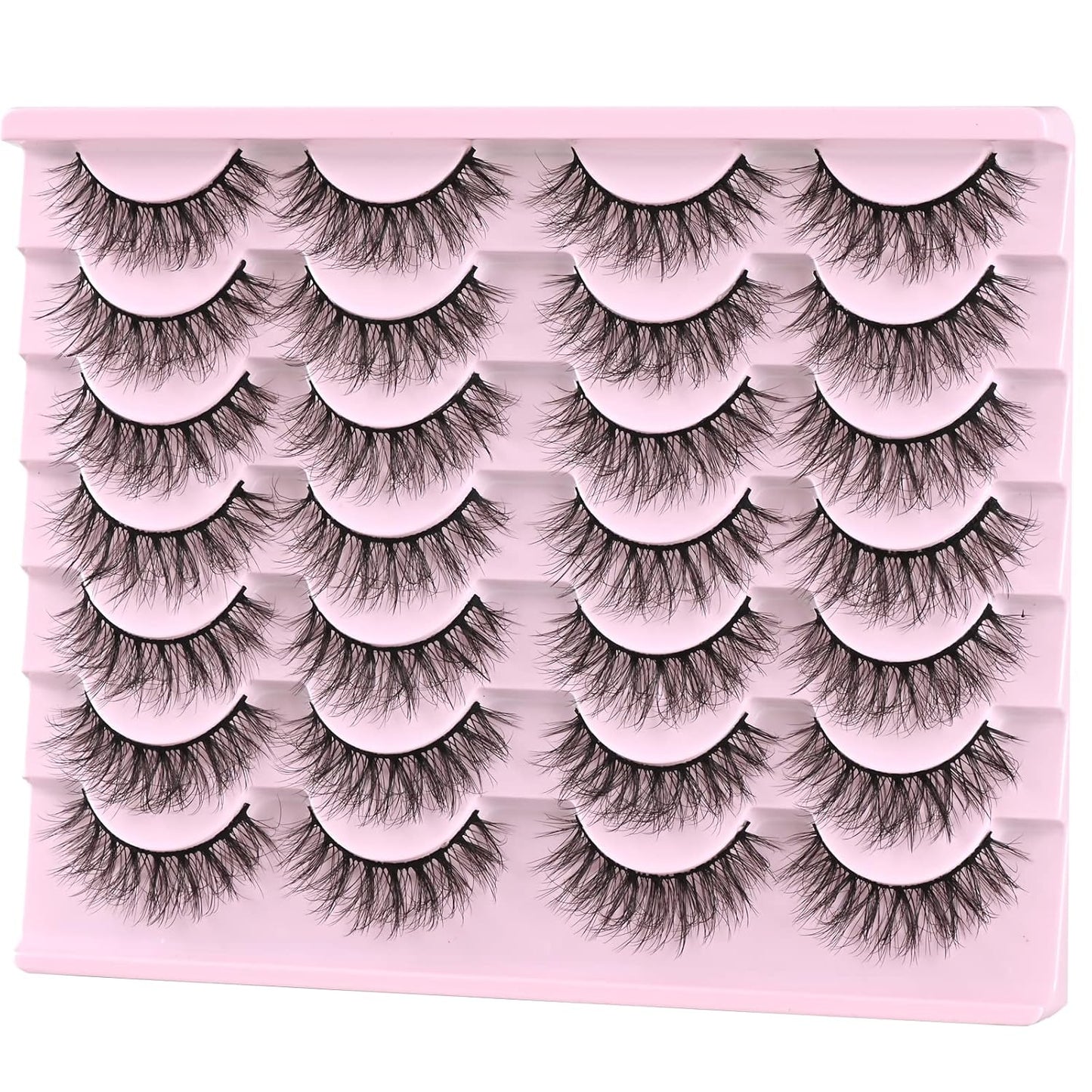 FARRED Natural Lashes Short Eyelashes Wispy False Mink Lash Pack 14 Pair Natural Look Fluffy Doll Eyelash Small Fake Strip Lashes Full Pestañas Sets for MUA and Beginners Daily Makeup (F3 | 8-16mm)