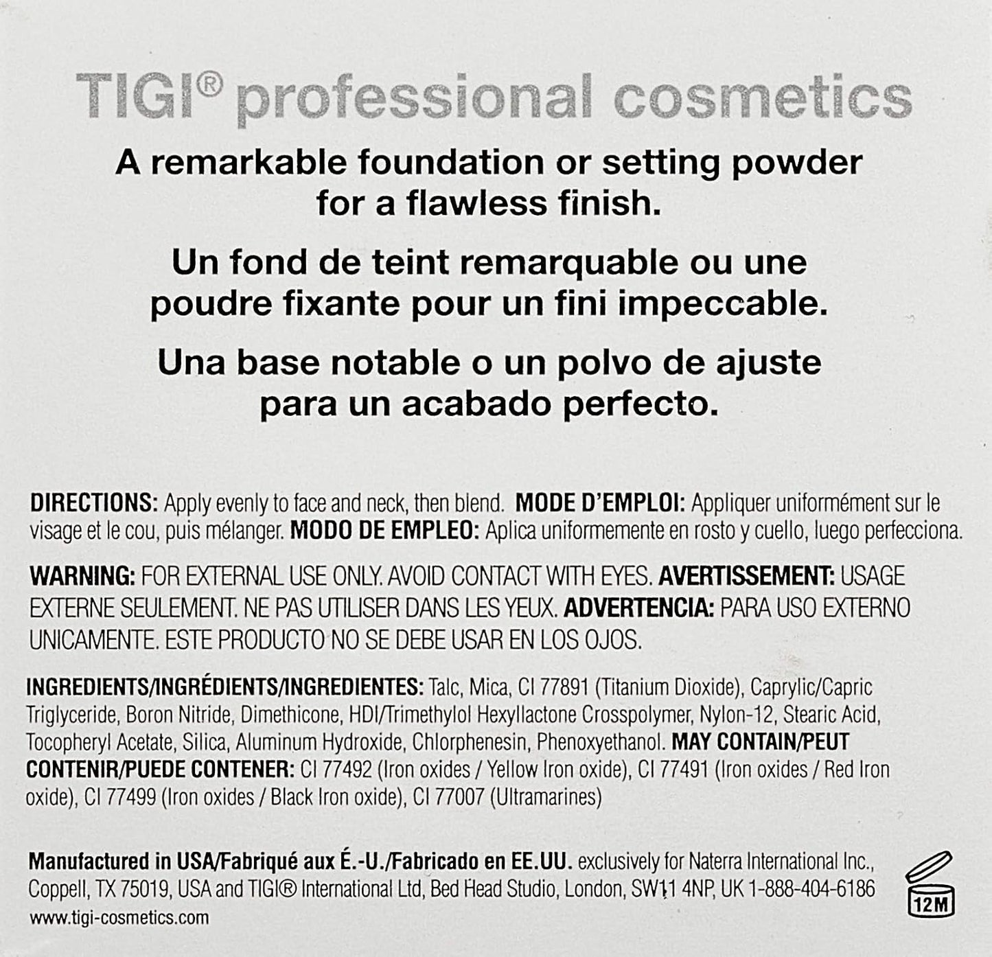 TIGI Cosmetics Powder Foundation, Pure, 0.37 Ounce