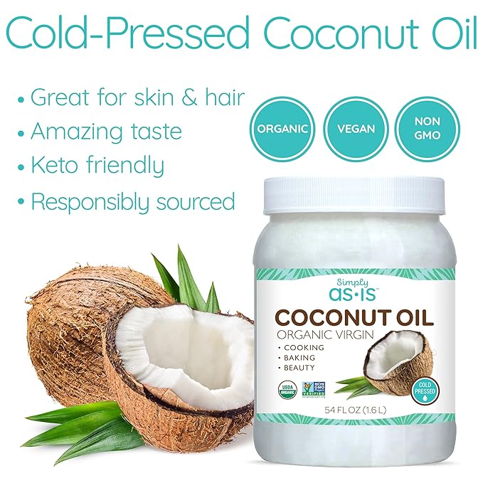 Simply as-is | Cold-Pressed & ﻿Organic Virgin | Unrefined | Coconut Flavor for Cooking & Baking | Deep Moisturizer for Beauty | 2-Pack (54 fl oz each)
