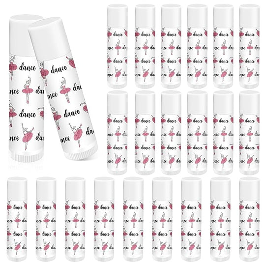 24 Pack Dance Theme Ballet Lip Balms Bulk Moisturizing Lip Balms Back To School Gift Ballet Gifts Lip Balm Christmas Thanksgiving Day Dance Party Thanks Gift for Dancer Girl Woman