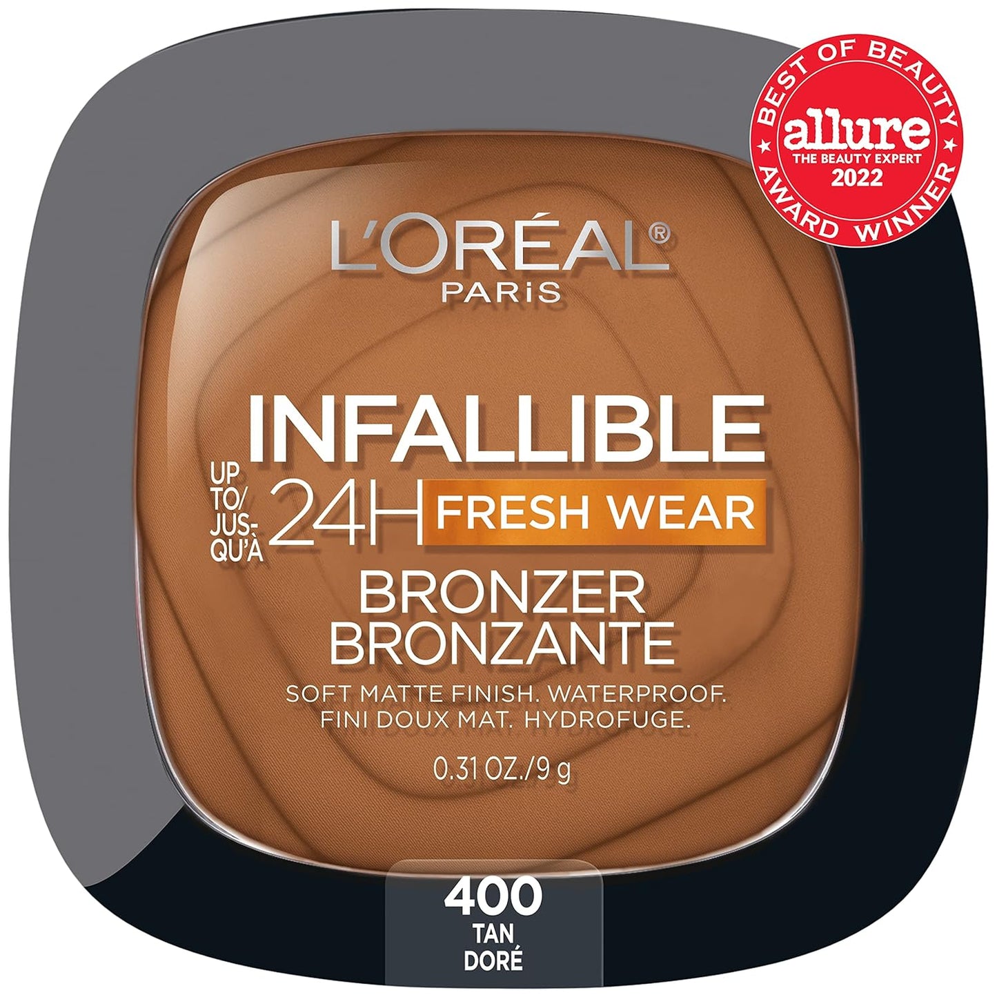 L'Oreal Paris Infallible Up to 24H Fresh Wear Soft Matte Longwear Bronzer. Waterproof, heatproof, Transfer, humidity and sweatproof, Tan, 0.31 oz