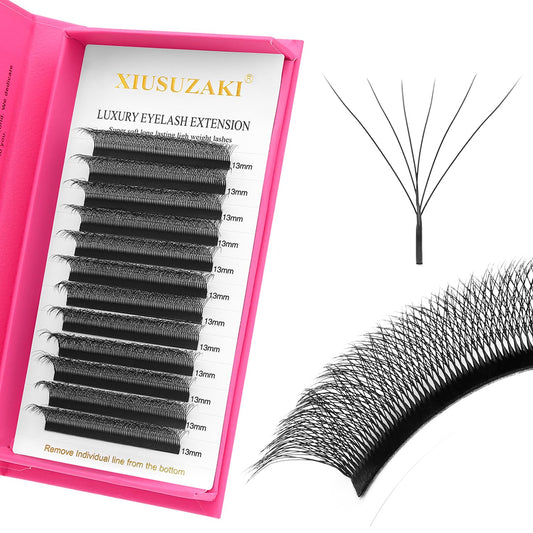 W Lash Extensions Supplies 6D Eyelash Extensions W Shape 0.07mm Thickness C Curl 9mm Premade Fans Easy Fan Lashes Volume Matte Black 12 Rows Crisscross Eye Lashes(W-6D-0.07-C,9mm)