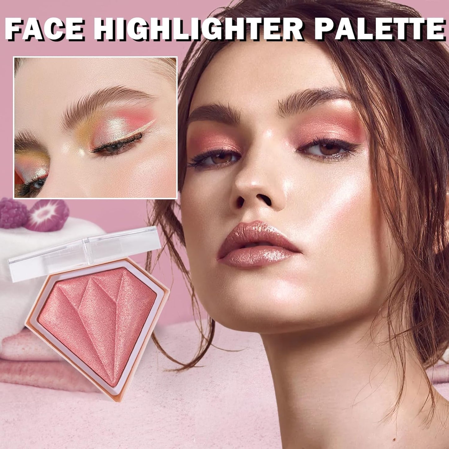 White Highlighter Makeup Palette Face Highlighter Powder Iluminadores De Maquillaje Narutal Shimmer Glitter Highlighter Blush Powder Makeup Palette-05 Mermaid Color
