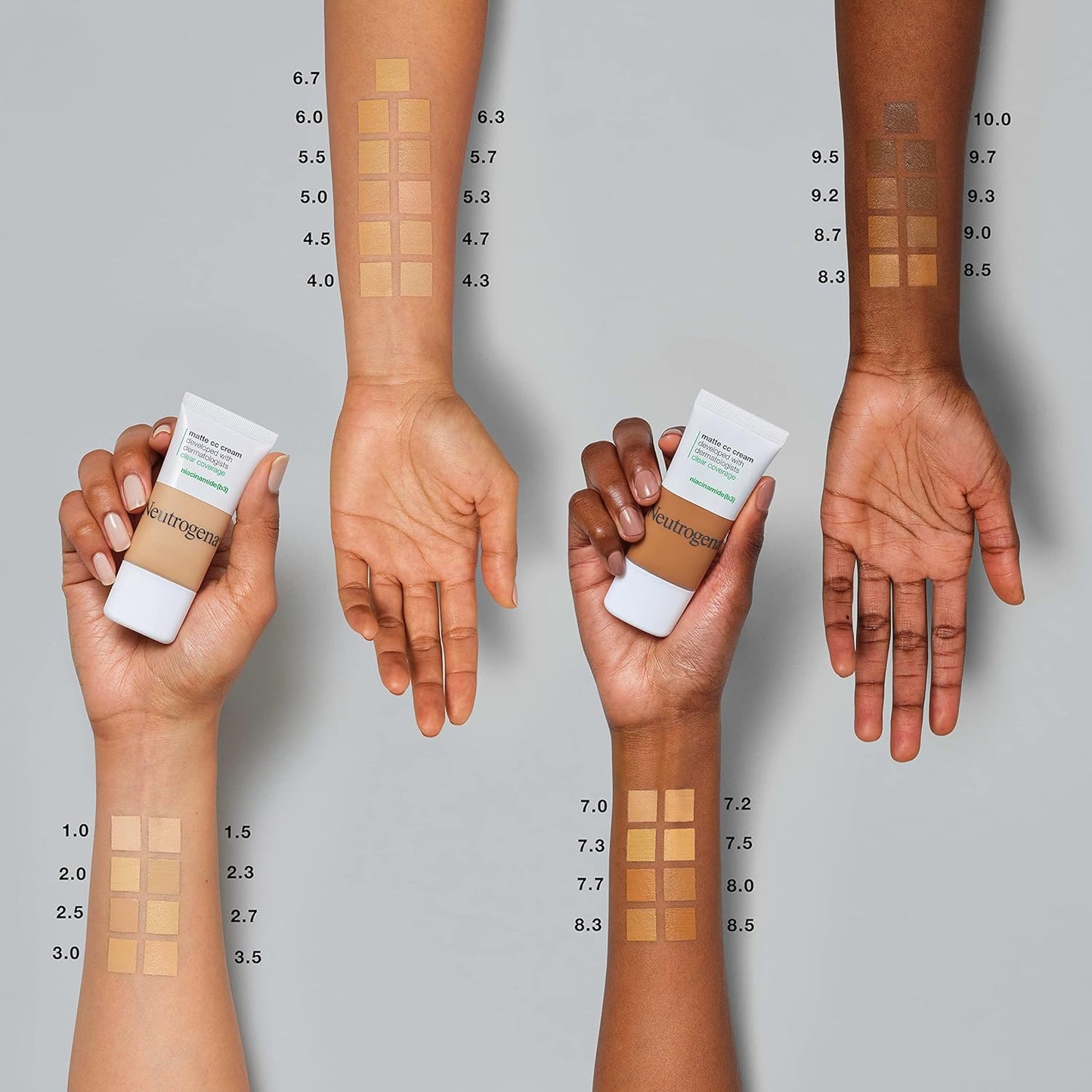 Neutrogena Clear Coverage Flawless Matte CC Cream, Full-Coverage Color Correcting Cream Face Makeup with Niacinamide (b3), Hypoallergenic, Oil Free & -Fragrance Free, Golden Ecru, 1 oz (Pack of 2)