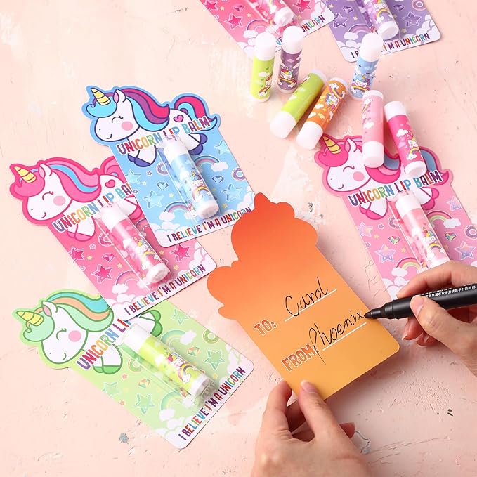 24 Sets Unicorn Party Favors Lip Balms Bulk for Kids Birthday Party Moisturizing Lip Balm for Unicorn Themed Celebration Gifts Lip Care Products for Classroom Rewards Favor Party Supplies