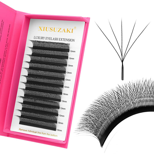 Lash Extensions 5D Eyelash Extensions W Lashes 0.07mm Thickness C Curl Lashes 8mm Soft Lash Trays Pestañas Pelo a Pelo Natural Matte Black False Eyelashes Individual Lashes(W-5D-0.07-C,8mm)