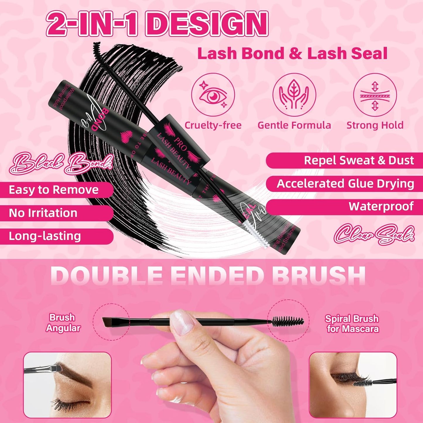 PROLASHBEAUTY Natural Lash Clusters Kit Lash Extension Kit Wispy Lash Clusters Lash Bond Remover Eyelash Applicator Beginner DIY Lashes Kit Easy to Use(Luna,8-16mix)