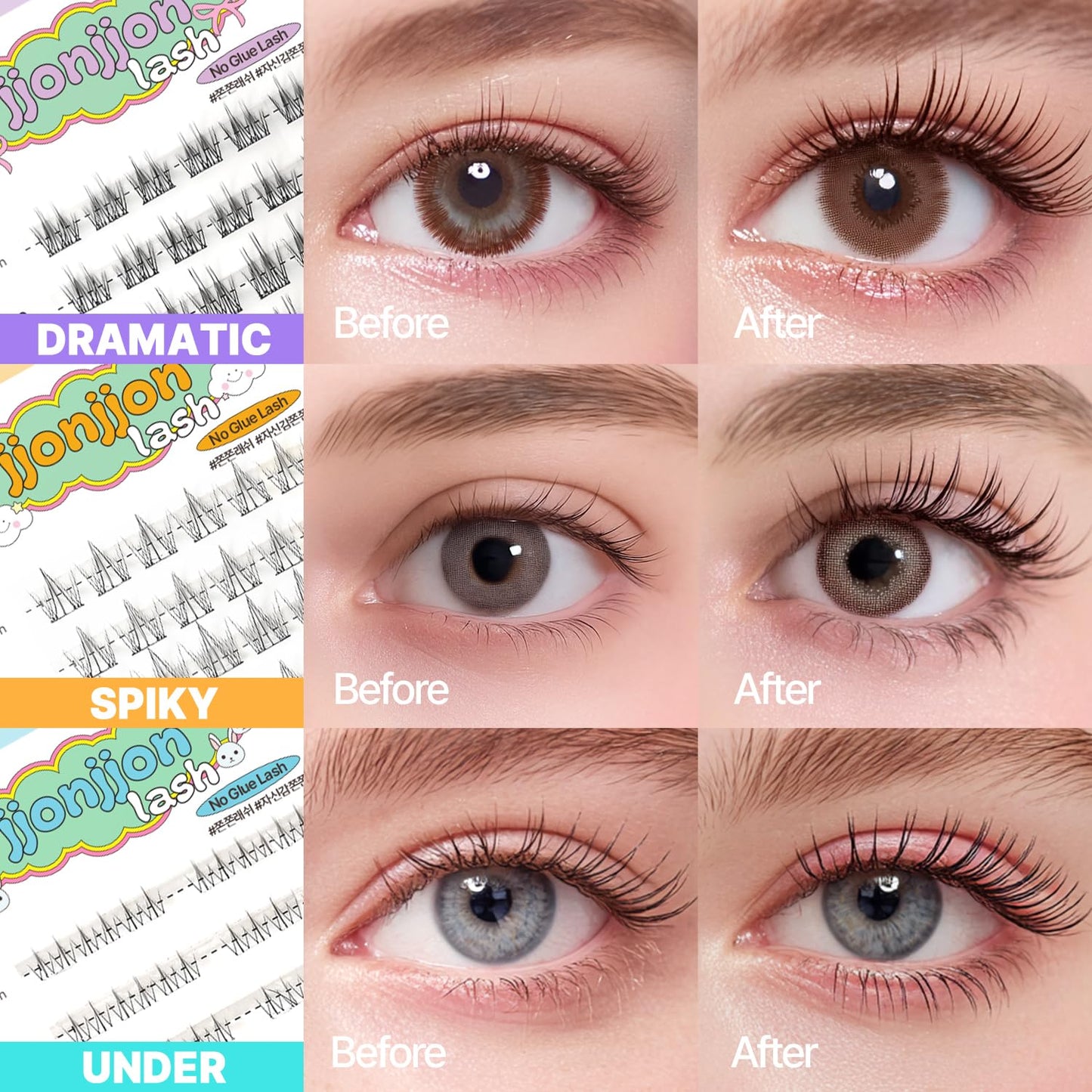 Korean Self Adhesive Lash Clusters Dramatic Look No Glue Press On Pre Bond Lash Clusters Fluffy Self Adhesive False Eyelashes No Glue Needed Reusable Wispy Eyelash Extensions