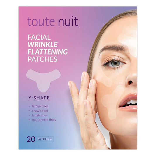 Toute Nuit Wrinkle Patches – Y Shape – Face Tape for Forehead, Between the Eyes & Around Mouth – Hypoallergenic Anti Wrinkle Patches – 20 Count, Made in USA