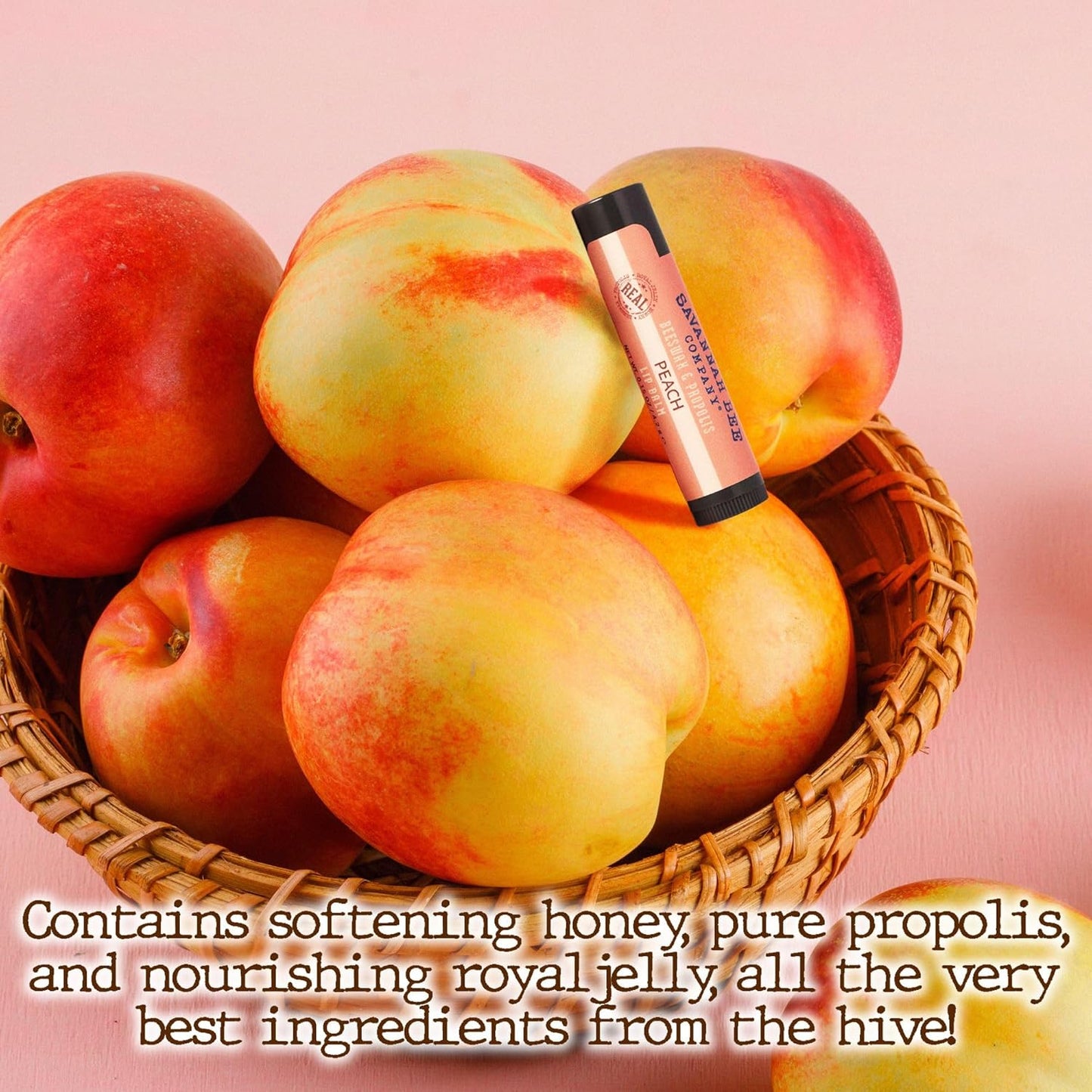 Savannah Bee Lip Balm Hanger 0.15 oz - Invigorating Mint Flavor - Natural Ingredients for Supple, Soft Lips - Convenient Hanger Design (.15 Oz, Peach)